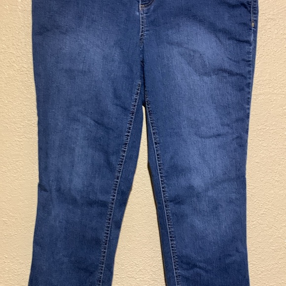 Christopher & Banks Jeans 12P Blue Stretchy Embroidery Straight Mid Rise Cotton - Picture 3 of 16